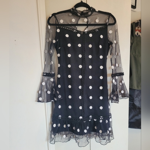 Parisian sheer polka dot dress, size 6 - Picture 2 of 5